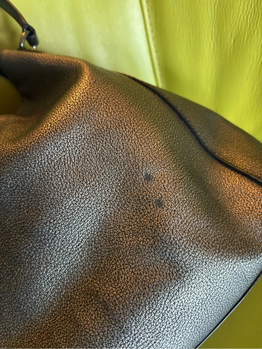 Coach Edie 31 Metallic Gunmetal Pebble Leather Shoulder Bag Hobo Tote